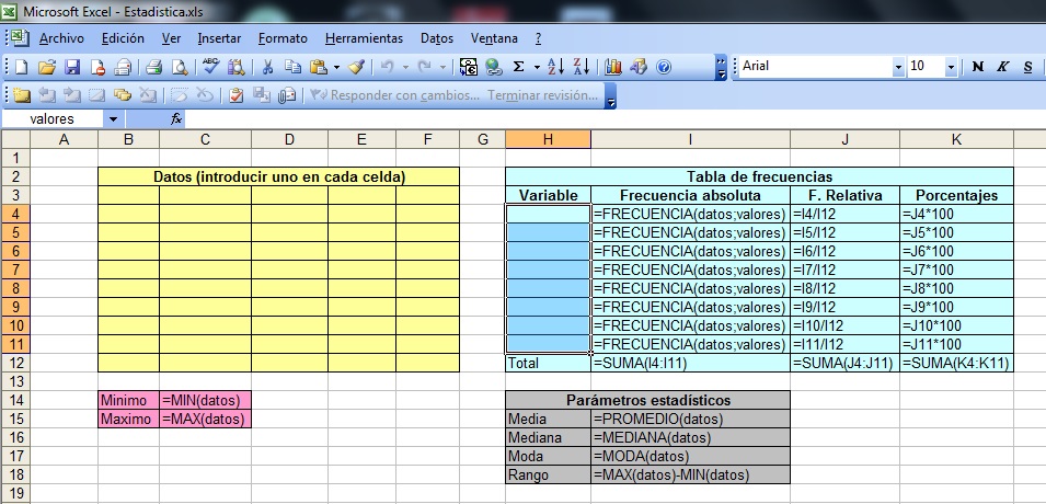 Captura de pantalla de Excel